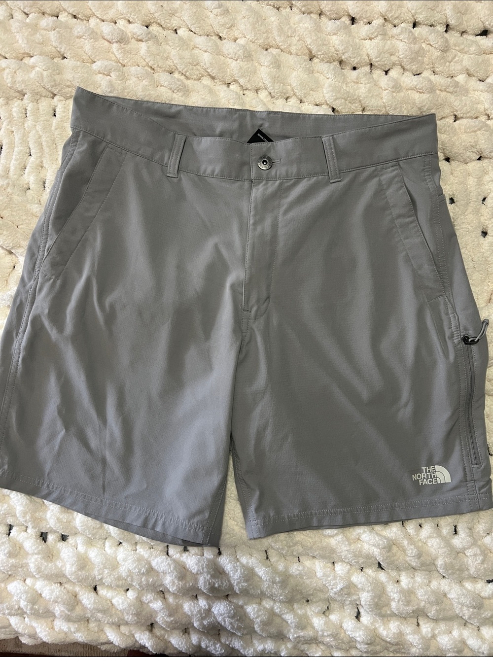 The North Face Light Gray Athletic Shorts with Zip Pocket